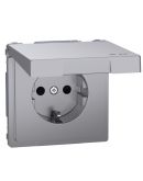 Розетка с заземлением Schneider Electric D-Life с крышкой IP44 нержавеющая сталь (MEG2314-6036)