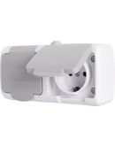 Двойная розетка E.Next e.aqua.1232.grg с з/к IP54 с крышкою серая(s035067)