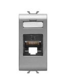 Розетка с крышкой GEWISS Chorusmart RJ-45 1M Cat.5e UTP (титан) GW14421