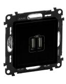 Розетка 2хUSB тип А+тип А 240В/5В 3000мА Legrand Valena Life черная