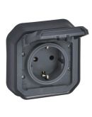 Розетка 2К+З Legrand PLEXO с винтовыми клеммами гвинтовими, антрацит (069859L)