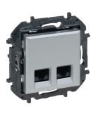 Механизм розетки компьютерной 2XRJ-45 FTP Cat.5e Legrand Niloe Step алюминий (863358B)
