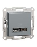 USB розетка Schneider Electric Asfora EPH2700362 USB/Type-C 2,4А сталь