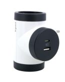 Поворотный блок «премиум» на 3 боковые розетки Legrand с USB A+C белый/черный
