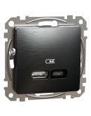 USB-розетка Schneider Electric Sedna Design & Elements A + C, 3A, 21 Вт, PD PPS, PRO, матовый титан SDD172405U