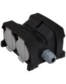 Розетка кабельная 4-местная ETI ERS-4CM 2Р+РЕ Schuko каучук IP44 черная