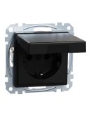 Механизм розетки SCHUKO с крышкой и защитными шторками Merten System M, MEG2310-0403 (черный матовый)