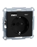 Розетка с двойной USB-зарядкой 3 А, тип A+C Merten System M, MEG2367-0403 (матовый черный)