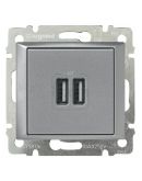 Механізм розетки 2хUSB Legrand Valena алюміній