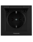Розетка 1-на з з/к Panasonic Karre Plus 55 з кришкою (чорна)