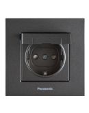Розетка 1-на с з/к Panasonic Karre Plus 55 с крышкой (дымчатая)