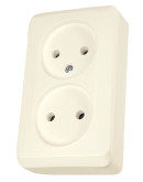 Накладная двойная розетка Schneider Electric Prima WDE001140 без заземления (крем)