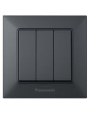 Выключатель 3-кл Panasonic Arkedia Slim (дымчатый)