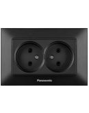 Розетка 2-на Panasonic Arkedia Slim (черная)