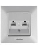 Розетка 2-на РС RJ45 CAT6е Panasonic Arkedia Slim (серебро)