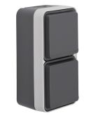 Двойная вертикальная розетка с з/к IP55, серая, 16А/250В W.1 (WNC176)