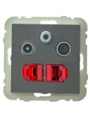 Розетка Logus 21546 TIS R-TV-SAT-2xRJ45 (Cat.6) (серый)