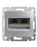 Механізм розетки комп'ютерної 2xRJ-45 UTP Cat.5e Valena алюміній