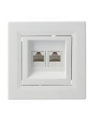 Розетка компьютерная RJ45 кат.6 UTP двойная белая Asfora, EPH4800121