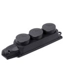 Колодка каучукова 3-місна з кришкою чорна IEK ОМЕГА IP44
