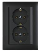 Подвійна розетка Шуко Logus 90331 TPM 250В/16A (чорна матова)