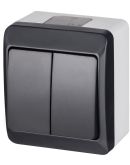 Двухклавишный выключатель Elektro Plast 0332-7 Hermes IP44 антрацит