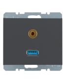 Мультимедийная USB/3.5мм розетка Berker K.1 3315397006 (антрацит)