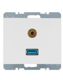 Мультимедийная USB/3.5мм розетка Berker K.1 3315397009 (полярная белизна)