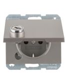 Розетка Berker K.5 47637004 із замком із заземленням та з кришкою (нержавіюча сталь)