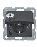 Розетка Berker S.1 47631606 с замком с заземлением и с крышкой (антрацит)