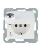 Розетка Berker S.1 47631909 с замком с заземлением и с крышкой (матовая полярная белизна)