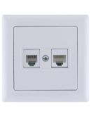 Розетка телефонна RJ12 + RJ45 РТК02-00-0-ББ Bolero, IEK