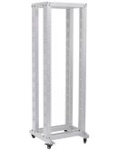 Серая двухрамная стойка на роликах 19" 42U ITK LF35-42U66-2R 600x600мм