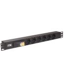 Серверный PDU-блок ITK PH12-6D1-P на 6 мест с выключателем 1U (шнур 2м)