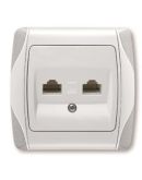 Розетка компьютерная двойная  (2хRJ45  Cat5e) белая Carmen