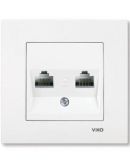 Розетка комп'ютерна подвійна (2хRJ45 Cat5e) біла