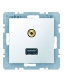 Розетка USB/3.5мм аудио, полярная белизна Berker S.1