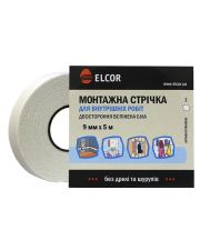 Спінена двостороння стрічка Elcor 40206784 TRIXPE95 для внутрішніх робіт 9мм (5м) біла