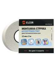 Спінена двостороння стрічка Elcor 40206785 TRIXPE125 для внутрішніх робіт 12мм (5м) біла