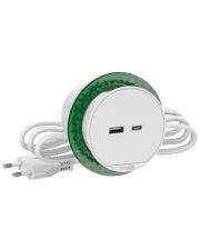 Розетковий блок Schneider Electric INS44008, що вбудовується в стіл, USB тип А+тип С (білий)