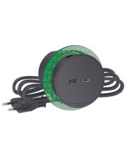 Розетковий блок Schneider Electric INS44009, що вбудовується в стіл, USB тип А+тип С (антрацит)