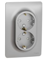 Двойная розетка Schneider Electric NU206730 (винтовой зажим) (алюминий)