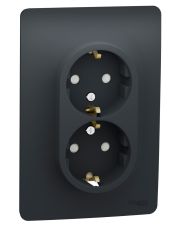 Двойная розетка Schneider Electric NU206754 (винтовой зажим) (антрацит)