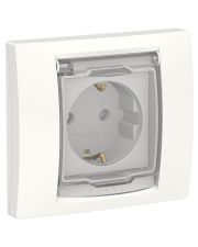 Розетка Schneider Electric NU003718 с прозрачной крышкой IP44 (белая)