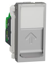 Одинарная компьютерная розетка Schneider Electric NU341030 RJ45 cat.5e UTP с полем для надписи 1М (алюминий)