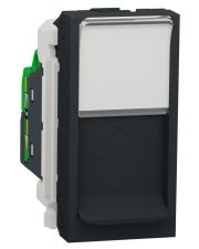 Одинарная компьютерная розетка Schneider Electric NU341054 RJ45 cat.5e UTP с полем для надписи 1М (антрацит)