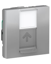 Одинарная компьютерная розетка Schneider Electric NU341130 RJ45 cat.5e UTP с полем для надписи 2М (алюминий)