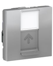 Одинарная компьютерная розетка Schneider Electric NU341730 RJ45 cat.6 STP с полем для надписи 2М (алюминий)