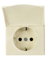 Центральная панель розетки Siemens Iris 18813-A 2P+Z с крышкой (слоновая кость)