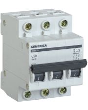 Автоматичний вимикач Generica MVA25-3-050-C ВА47-29 50А 4,5кА C